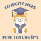 Félicitations joyeuses avec un chat diplômé